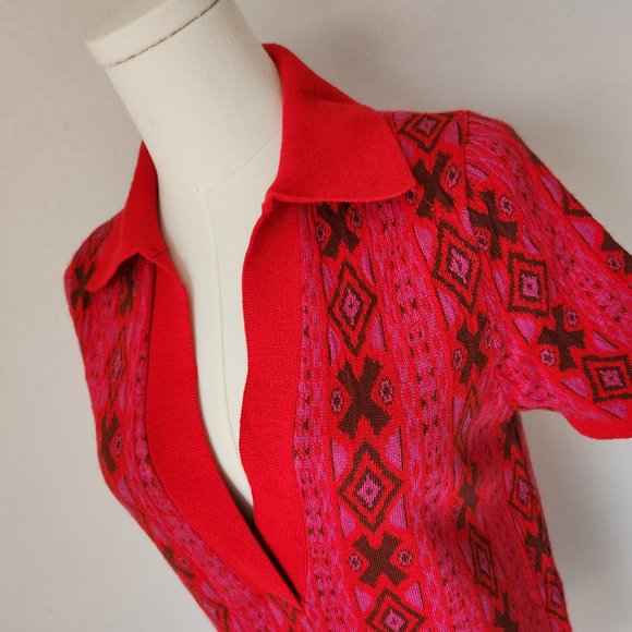 Free People Kitt Mini Sweater Dress Collar Short Sleeve Wool Blend Red - Picture 8 of 13